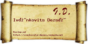 Ivánkovits Dezső névjegykártya