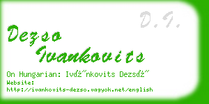 dezso ivankovits business card